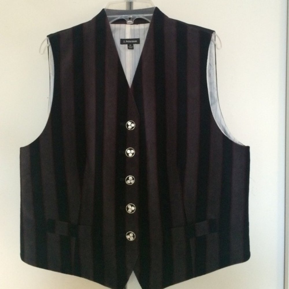 J PETERMAN Vest Size 14 Velvet Vest Rhinestone Buttons
